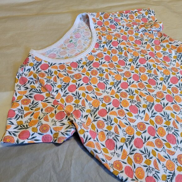 Short Sleeve Crop Tee Top Print White Orange Pink Women Size XL - Picture 4 of 9